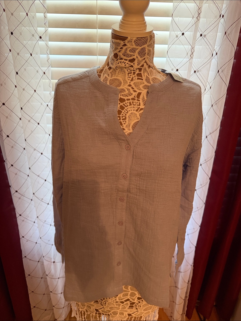 Light blue Long-Sleeve Button Front women’s Shirt
